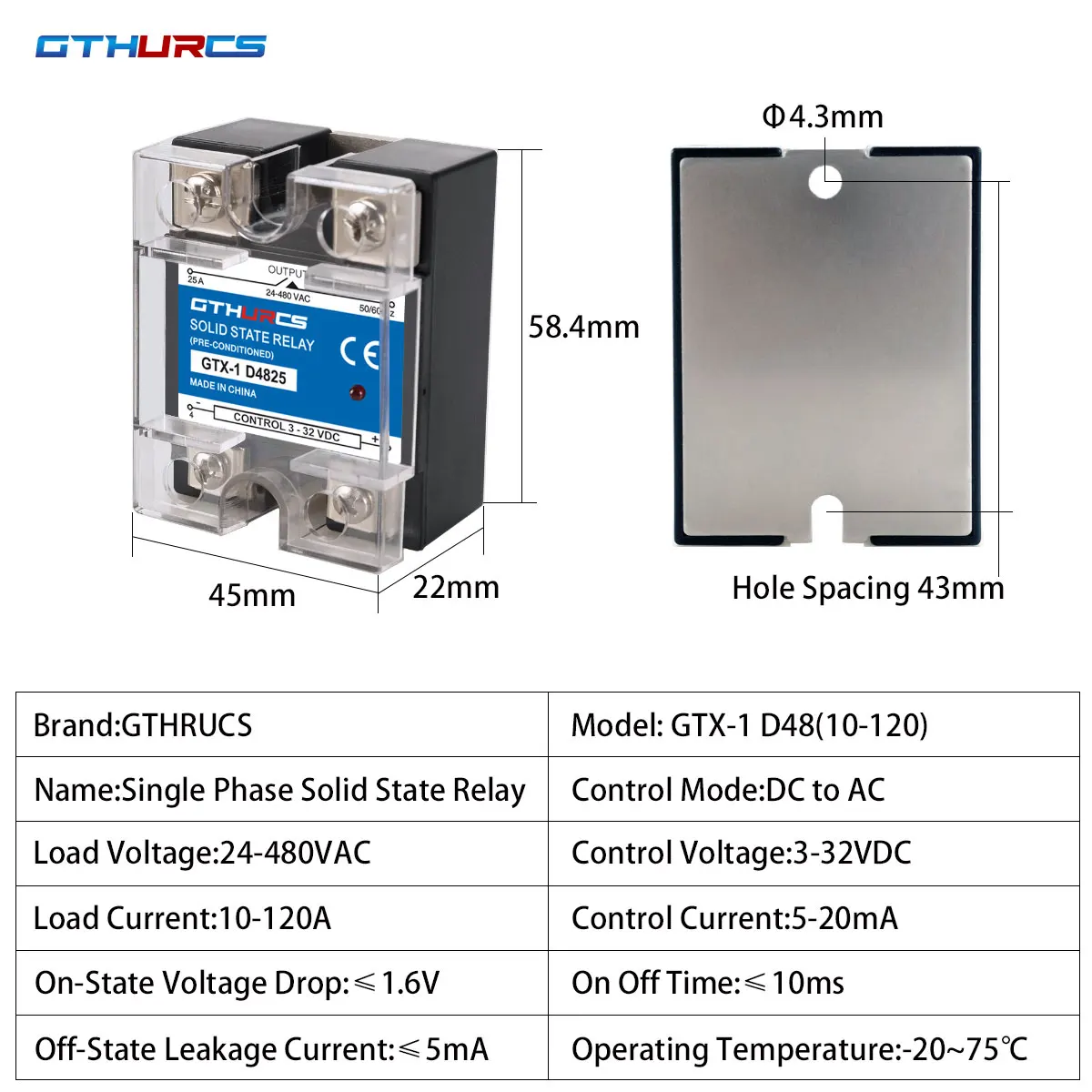 SSR 10A to 120A DA AA DD Single Phase DC Control AC 3-32VDC Control 220V AC 10DA 25DA 40DA Solid State Relay DC-AC 25A 40A