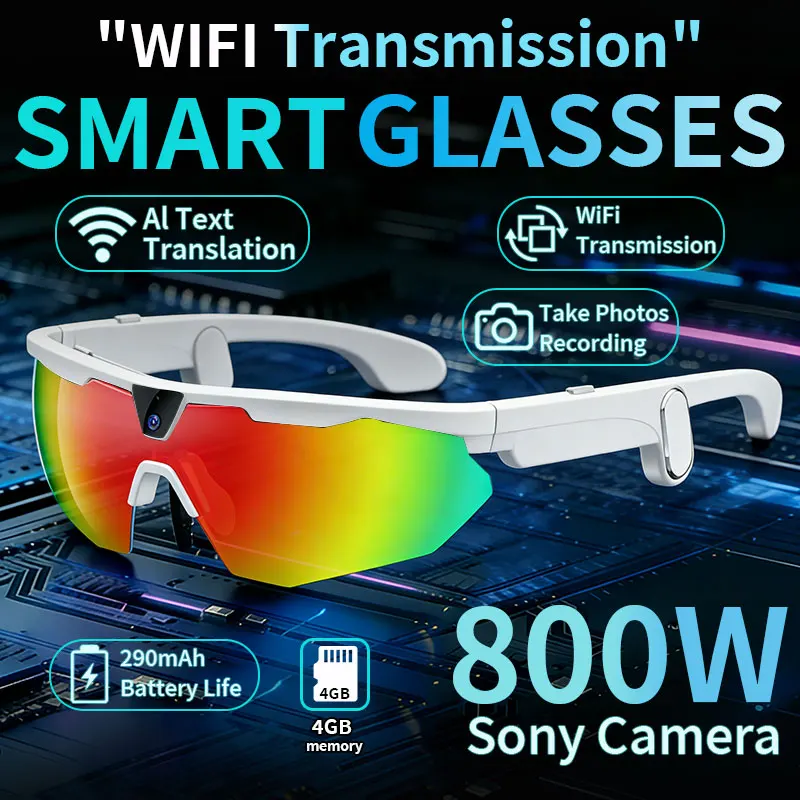 LIGE New AI Smart Glasses With 8MP HD Camera Record Video BT Call Anti-Shake Bicycle Riding Shooting Windproof Sunglasses 2026