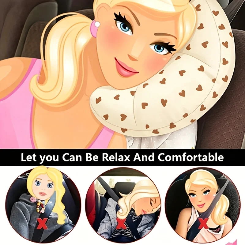 Car Travel Pillow – Neck Support, Soft Headrest & Shoulder Cushion, Universal Seat Belt Sleep Pillow, Easy-Use Design for All.