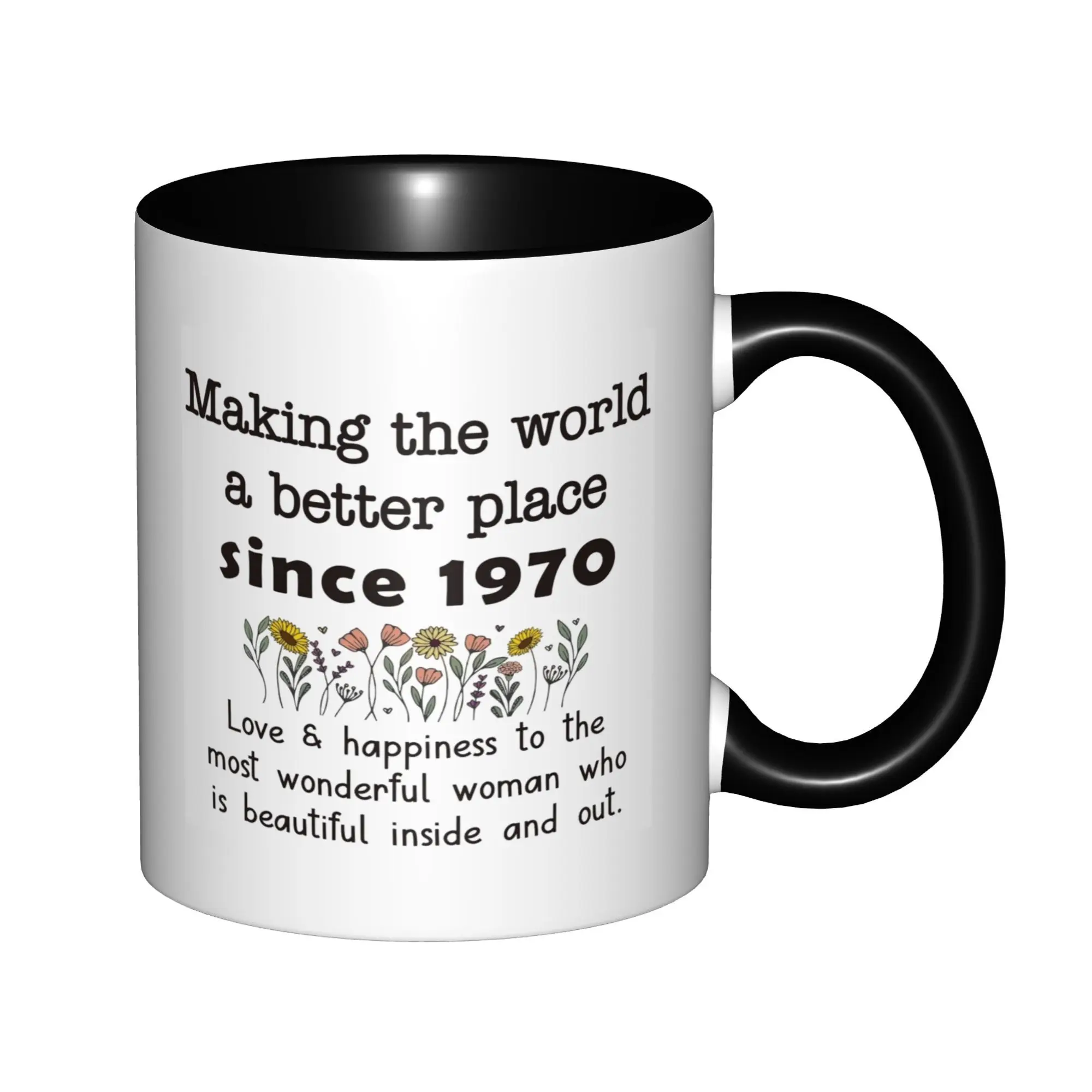 

55th Birthday Gifts for Her - 55th Years Old Gifts for Women Mugs With Black Handle Birthday Coffee Mugs Ceramic Tea Cups 11oz