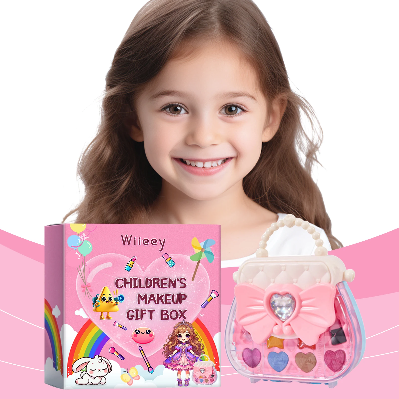 Children's Lipstick Eyeshadow Makeup Set Princess Makeup Toy Set Safe Non-toxic Waterproof No Creasing Makeup Set Christmas Gift