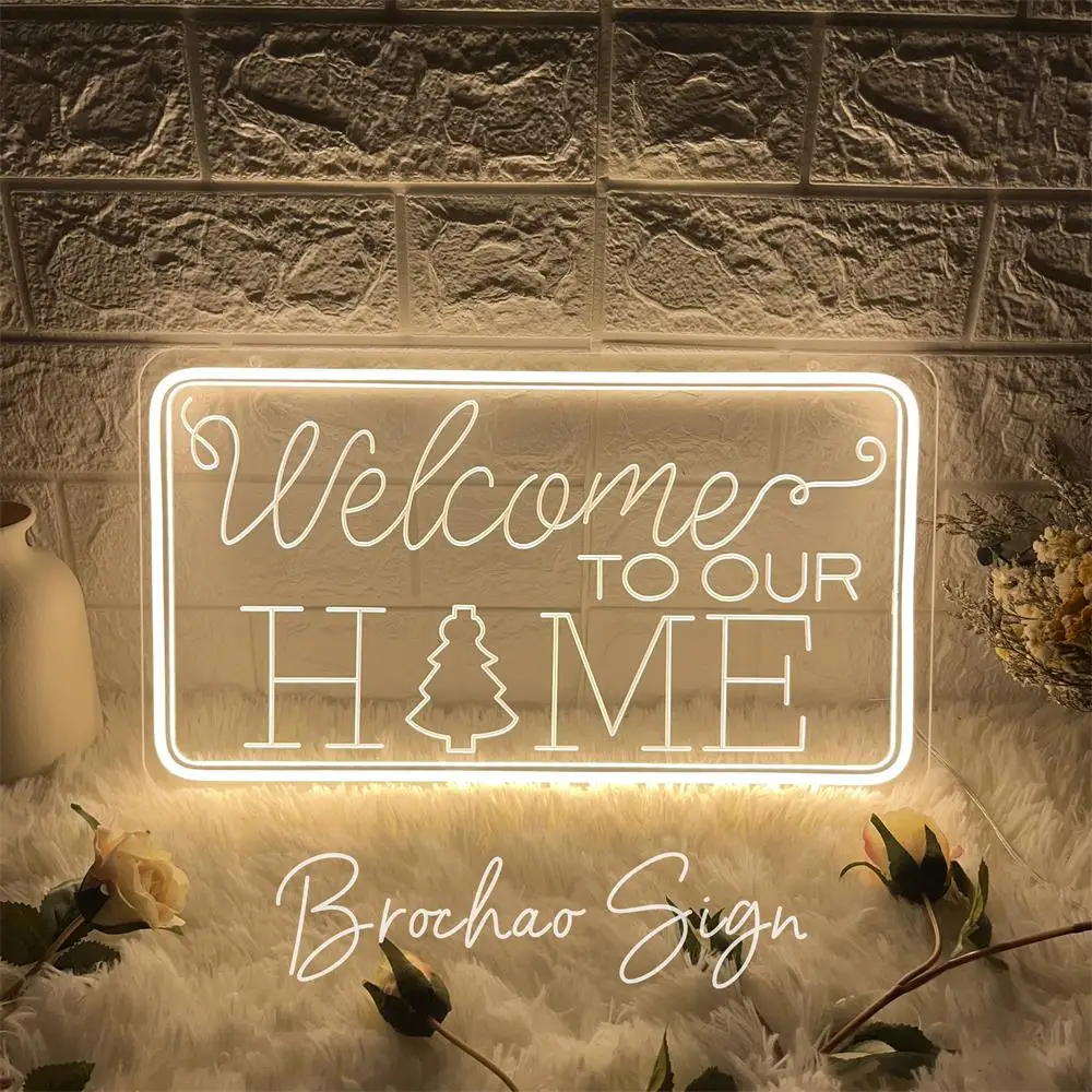 Christmas Party Welcome Neon Sign LED 12V Night Lights For House Living Room Home Room Doorway Wall Decor Neon Lamps