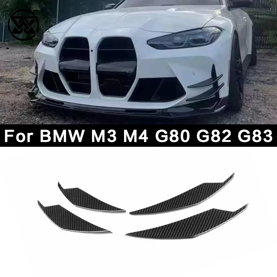 For BMW M3 G80 M4 G82 G83 Car Side Flaps Fins Winglet Carbon Fiber Front Bumper Wind knife Splitter Spoiler Canard AC Style