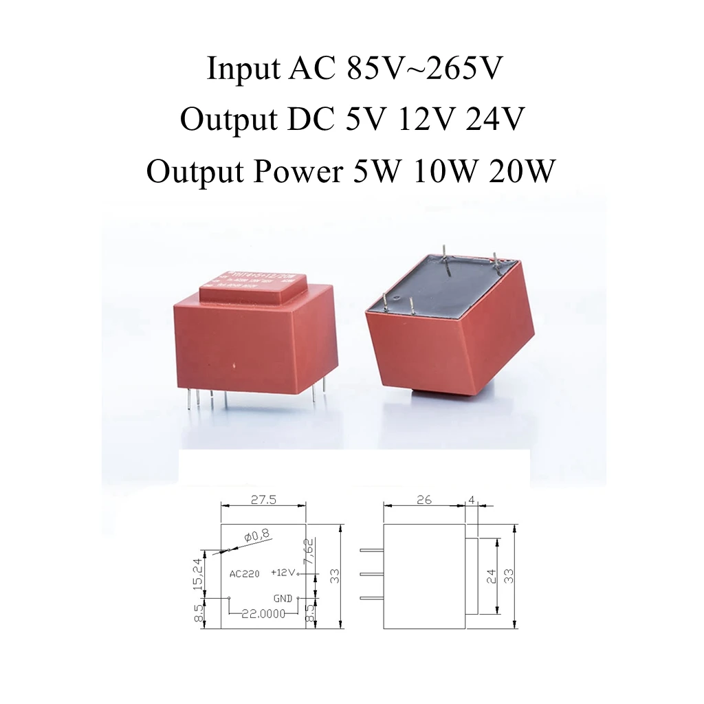 スイッチ電力供給モジュール,変圧器AC 85v 220v,出力DC 5v 12v 24v,最大5w 10w 20w,空回路