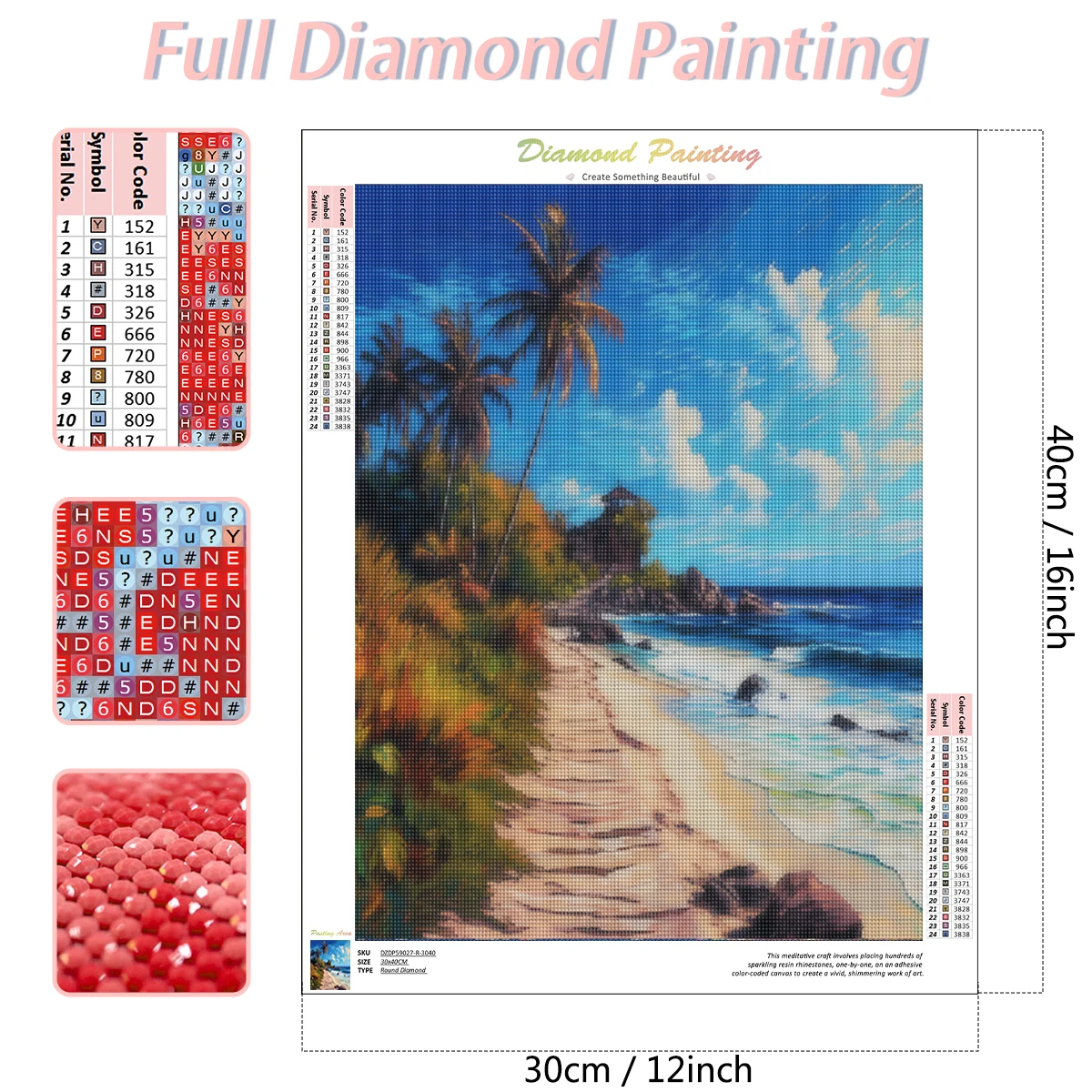 RUOPOTY Diamond Painting Seaside Scenery Embroidery Full Square/Round Rhinestones Cross Stitch Landscape Set Art Home Wall Decor