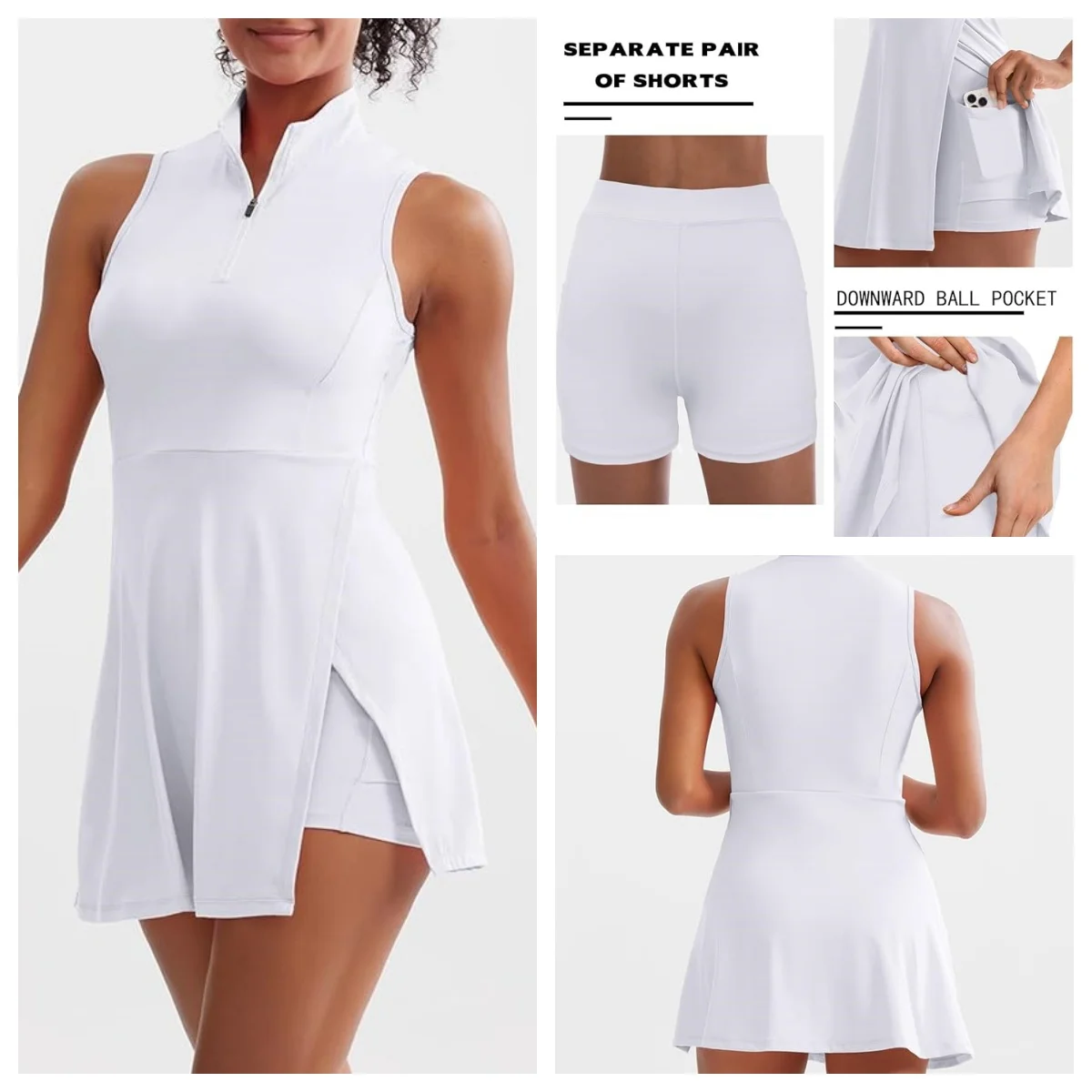 2024 New Tennis Dresses, Fashionable Golf Sports Women's Fitness Dresses with Built-in Shorts and Bra Pockets for Outdoor Sports