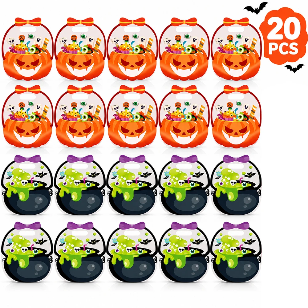 5/10/20 Stück Halloween-Süßigkeitentüten mit Griffen, wiederverschließbare Plastiktüten für „Trick or Treat“, große Geschenktüten für Süßigkeiten. – Detail 12