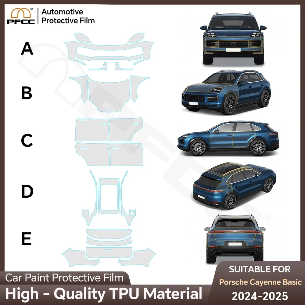 

For Porsche Cayenne Basic 2024-2025 TPU Paint Protection Film Anti-Scratch Car Body Clear Bra Pre-cut PPF Resistant Invisible