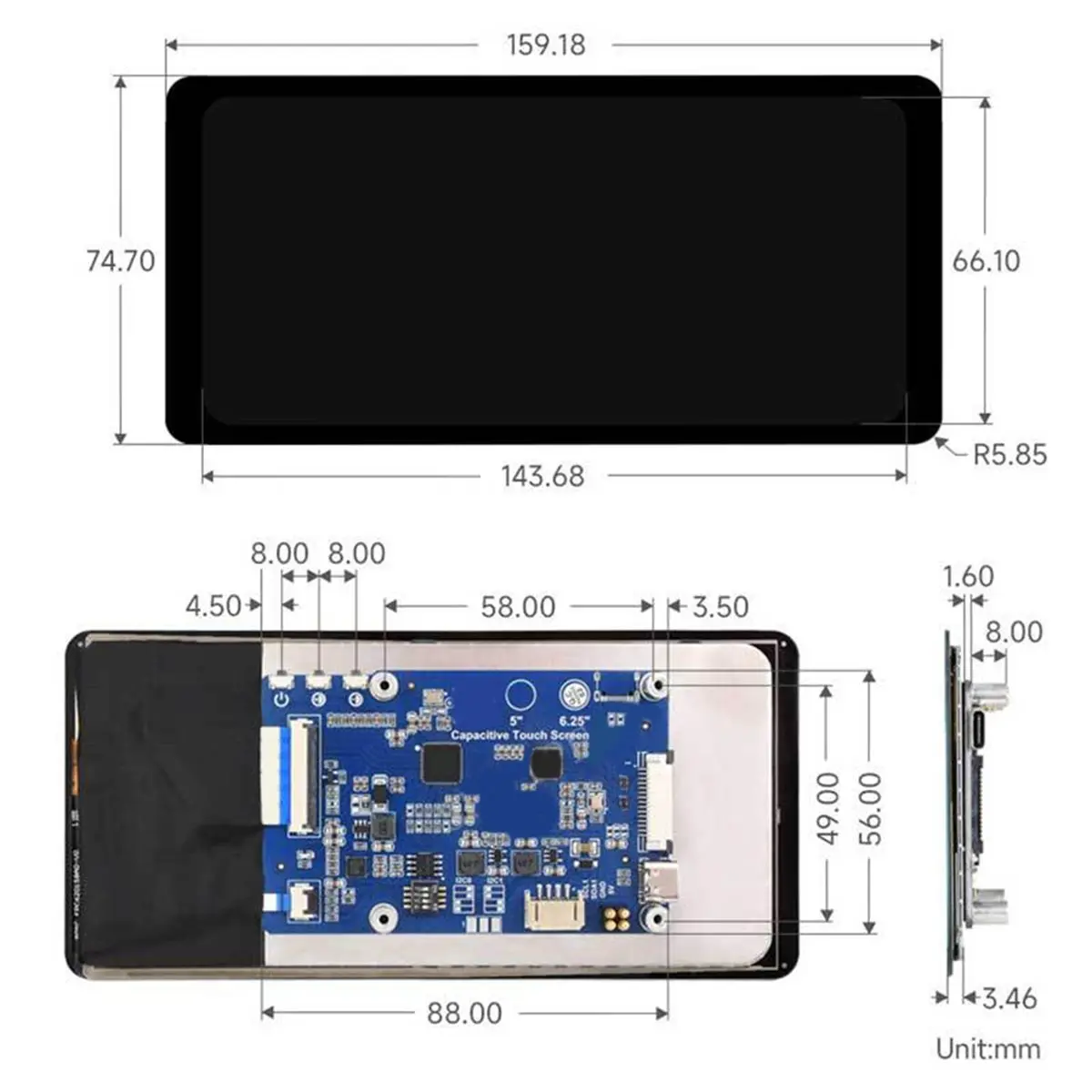 L73A NEW For 6.25inch DSI MIPI IPS Display Capacitive TouchScreen 720x1560 6.25inch DSI LCD MIPI Touchscreen