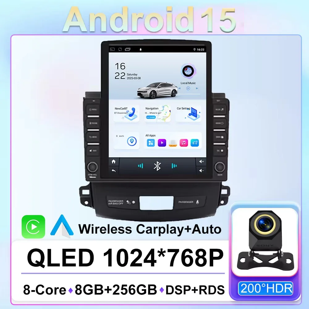 9.7 Android 15 Car Radio For Mitsubishi Outlander Xl 2 2005-2012 Multimedia Video Player No 2Din Carplay Auto Stereo DVD 4G WiFi