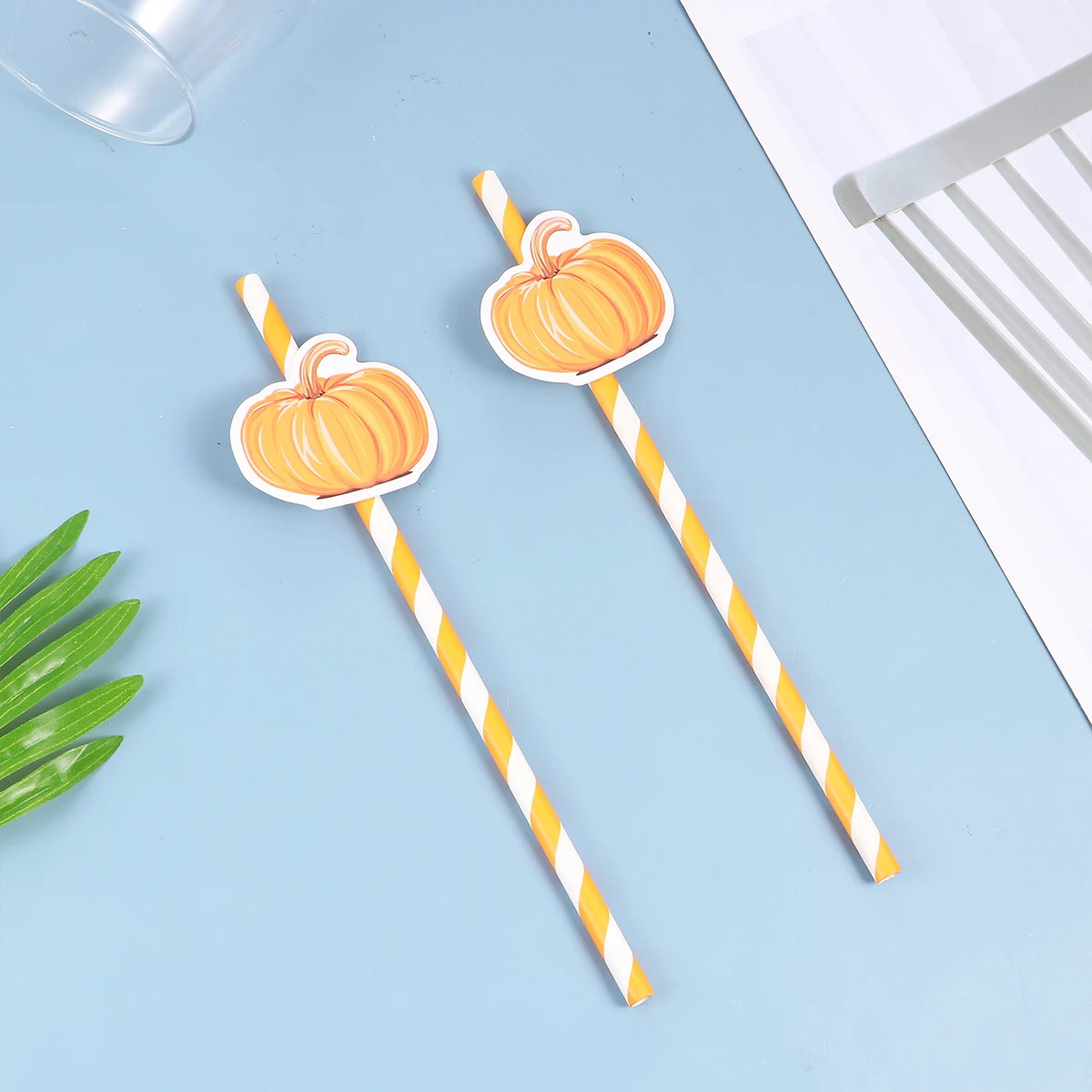 

40Pcs Pumpkin Paper Straws Striped Halloween Decoration Party Bar Supplies Eco Friendly Pumpkin Straw Paper Straw