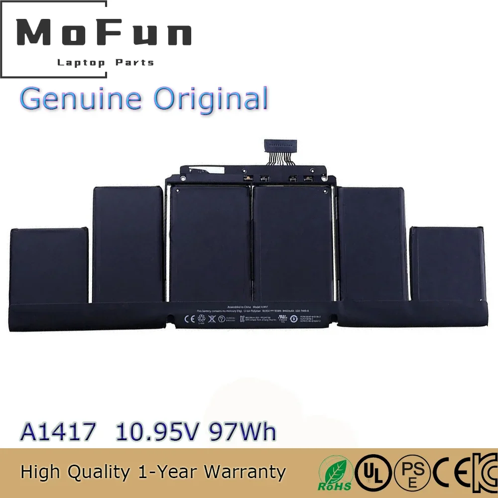Original A1417 10.95V 97Wh Laptop Battery For Apple Macbook Pro 15 Retina A1398 Mid 2012 Early 2013