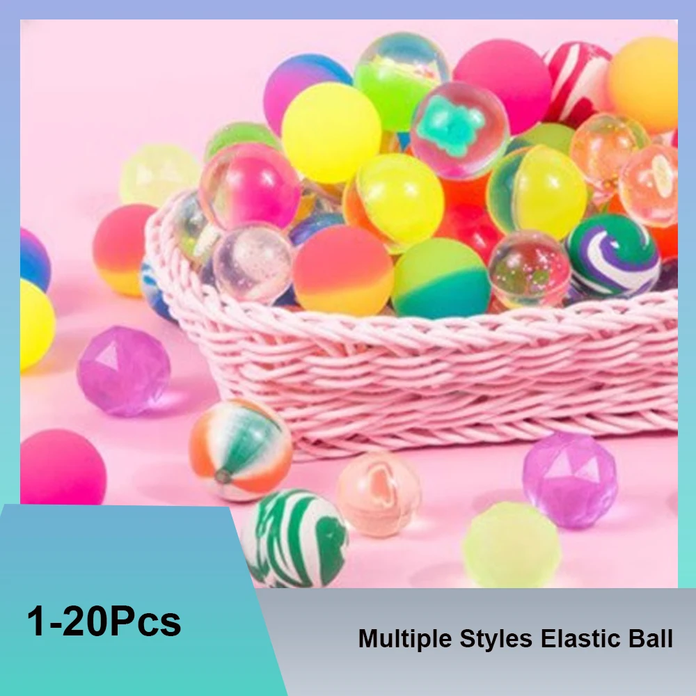 10-20Pcs Multiple Patterns Elastic Rubber Balls Fruit /Star/Diamond Design Nostalgic Kids Toy High Bounce Children  Present