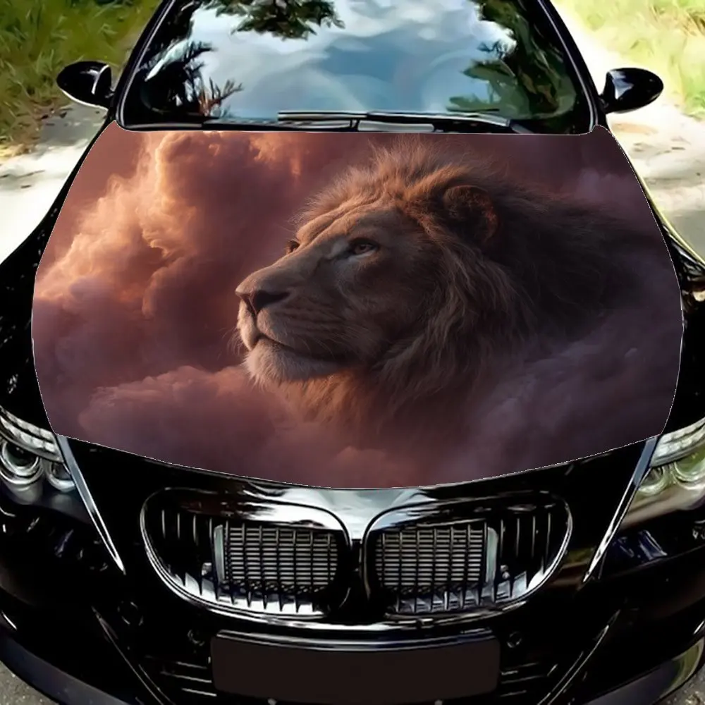 

Наклейка на капот автомобиля «Лев в облаках», наклейка на грузовик, самоклеящиеся долговечные автомобильные аксессуары, подходит для автомобиля, капот грузовика O