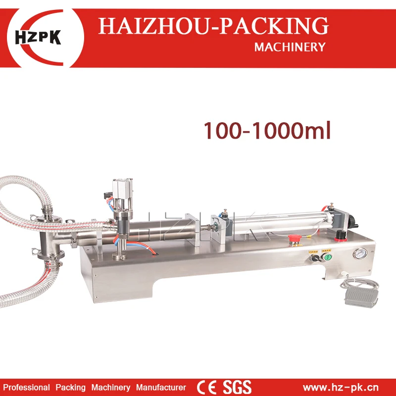 HZPK Semi-Automatic Horizontal Liquid Filling Machine, Suitable for Cleaning Agents, Beverages, High Precision G1WYD1000