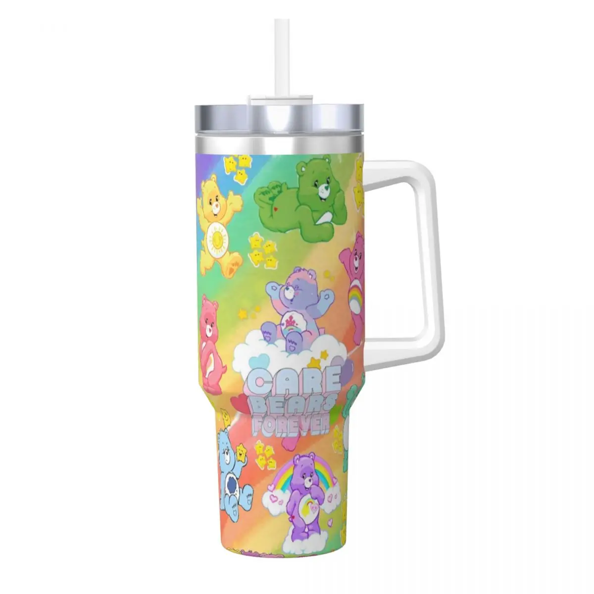 Stainless Steel Tumbler Cute Cartoon Care Bears Thermal Mug Leakproof Cold Drink Car Mugs Travel Graphic Water Bottle