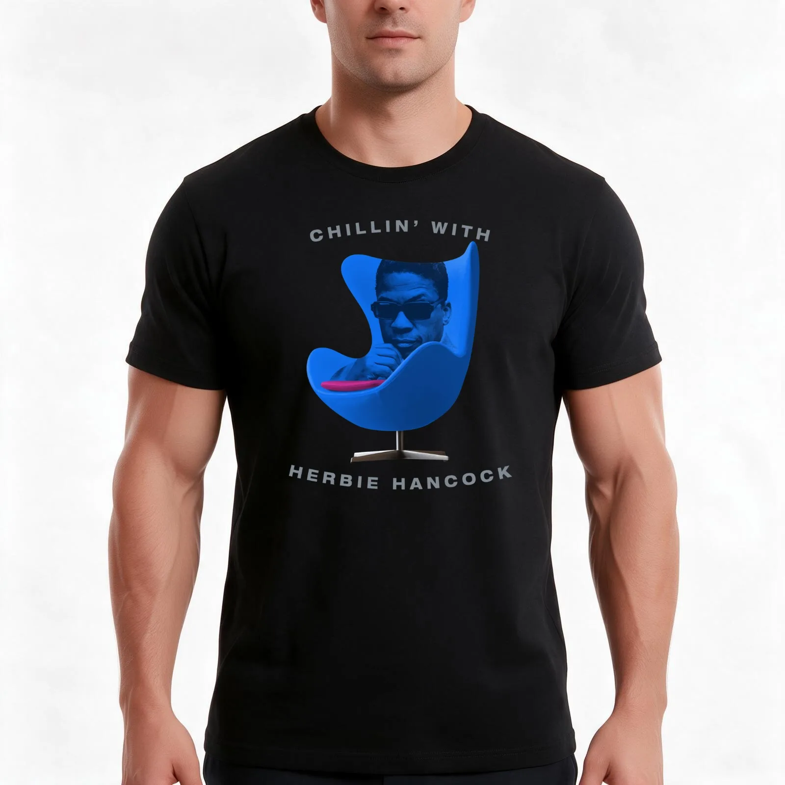 Herbie Hancock - Chillin' With T-Shirt, Summer Casual Cotton Tee, Oversized Streetwear Tops, Vintage Graphic Print, 100% Cotton