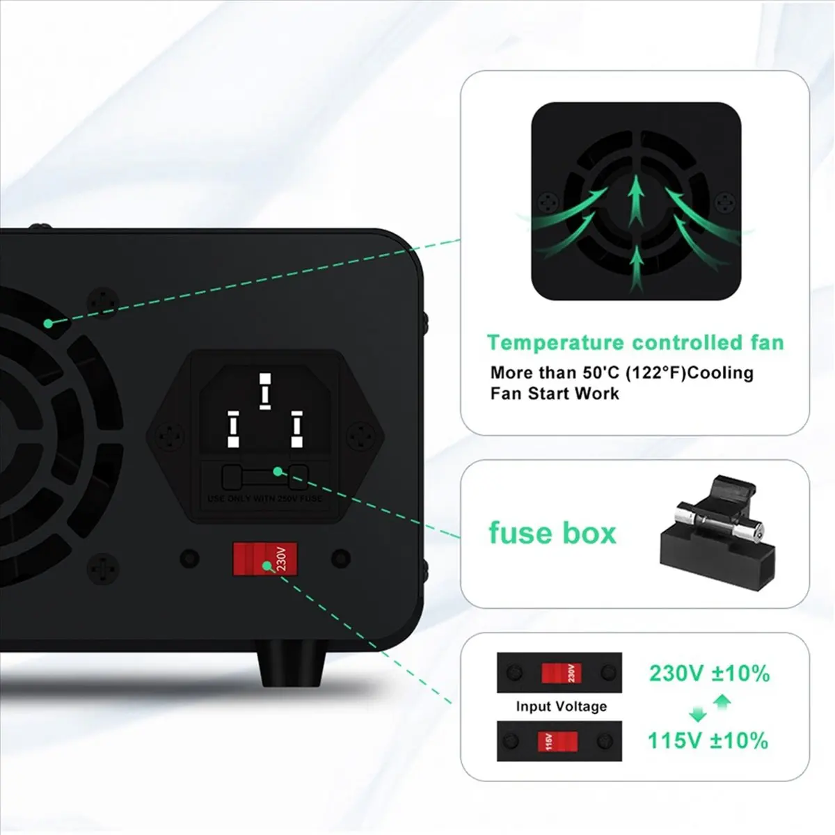 

(ABGQ) Лабораторный блок питания 30В 10А с тройным выходом, импульсный источник питания 5В 2А, регулируемый источник постоянного тока для интерфейса Type-C (EU)
