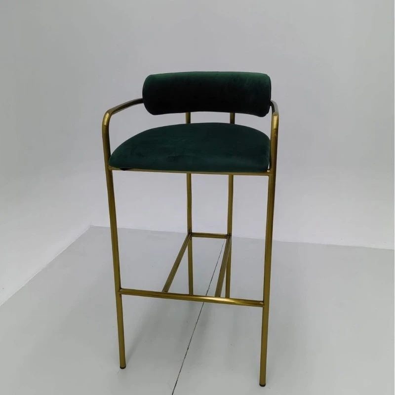 Modern Bar Chairs Light Luxury Stainless Steel Bar Backrest High Stool Household