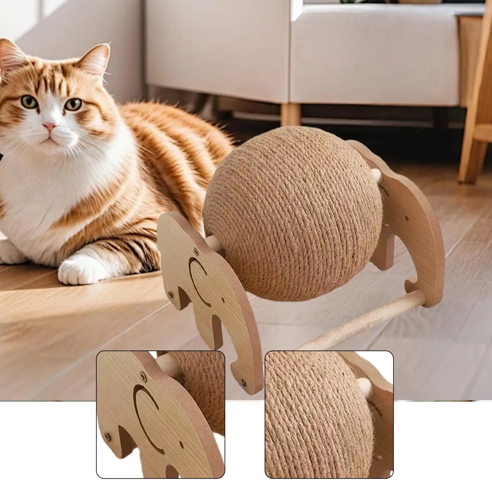 Cat Scratcher Ball Toy with Sisal Rope Interactive Games for Cats Scratching Board Cat Furniture Protector