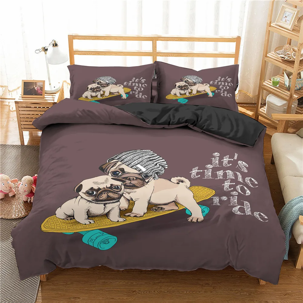 

Dog Print Bedding Set Pug Retriever Corgi Dog Duvet Cover Microfiber Cute Pet Animal Queen Quilt Cover for Girls Boys Kids Room