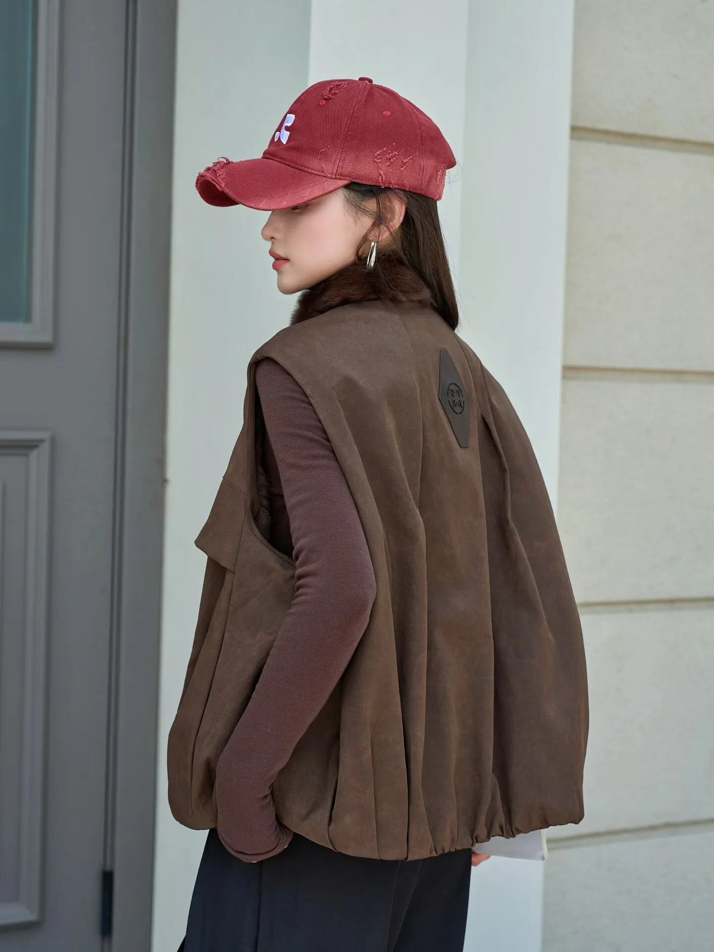 Fashionable Autumn Winter Double-faced Stand Collar Sleeveless Women Vests Coat Real Rabbit Hair All-match Short Fur Jackets