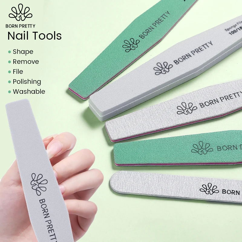 BORN PRETTY 1/4PCS Nail File Buffer 100/180/240/320 Grit Double Side  Sandpaper Nail Sanding Grinding For Gel Nail Pollish Tool