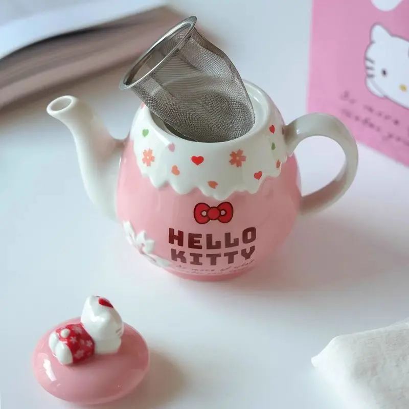 

Kawaii Sanrio прекрасный керамический чайник послеобеденный чай кофе Hello Kitty молочный горшок украшение комнаты студенты Рождественский подарок для девочек