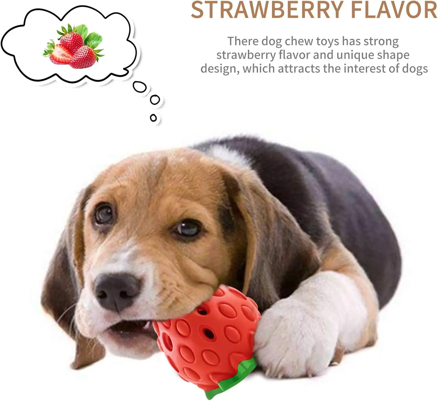 Pet Dog Chew Toys Rubber Strawberry Shaped Food Leaking Toy Durable Eco-friendly Food Dispenser Dogs Toy Accessories