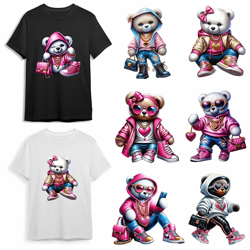 

Teddy Girl ips Fashion Iron Patch Clothing T-shirt DIY Hoodie Jacket Sticker DTF Patch Hot Stick Clothes Sticker