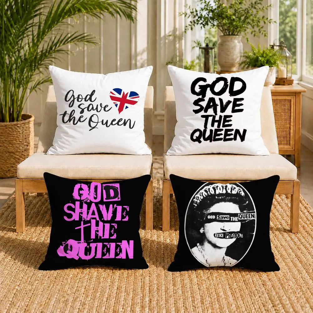 Brand S-Save the Queen Cushion Cover Soft Short Plush Double-Sided Printing Home Decor Machine Washable Pillow Case Gift