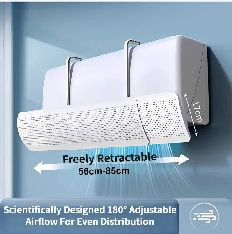 White Punch Free Scalable Air Conditioning Wind Shield Adjustable Anti Direct Blowing Wind Guide Baffle Dust Cover House Decor
