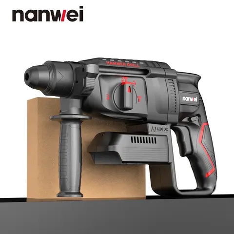NANWEI 21V 브러시리스 리튬 이온 배터리 해머 드릴 26MM 산업용 등급 고전력 2J 콘크리트 DIY 드릴러