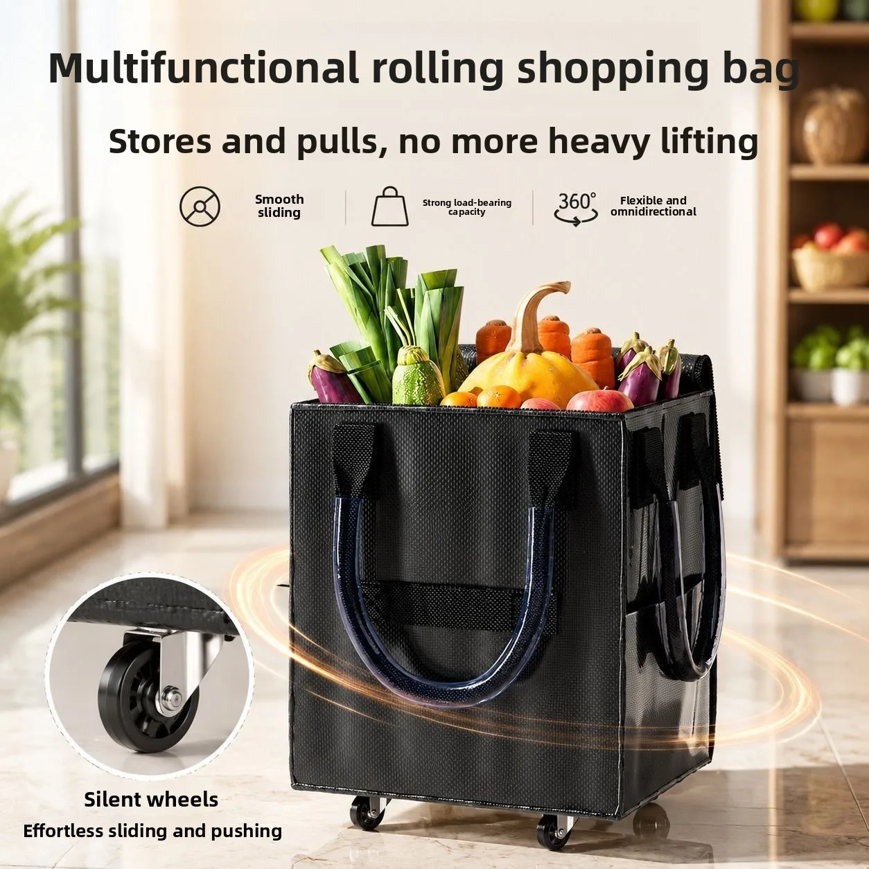 Large Capacity Portable Shopping Cart with Folding Design And Silent Universal Wheels for Camping Picnic And Travel