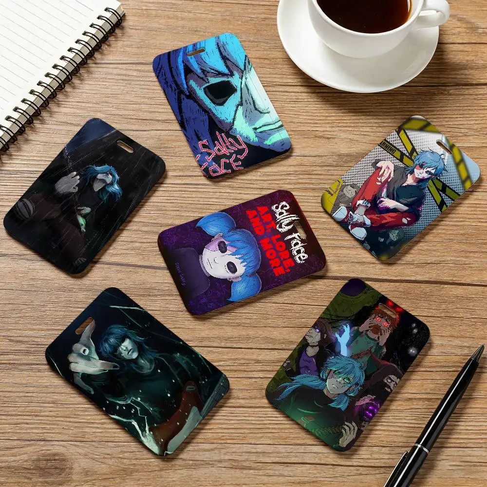 Game S-Sally Face Card Holder Employee Card Cover Lanyard Work Business ID Badge Holder Name Tag Cards Case