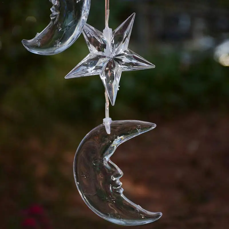 Solar Lamp Wind Chime Color Changing Light Solar Mobile Star And Moon Shape Design LED Light for Courtyard Garden Park