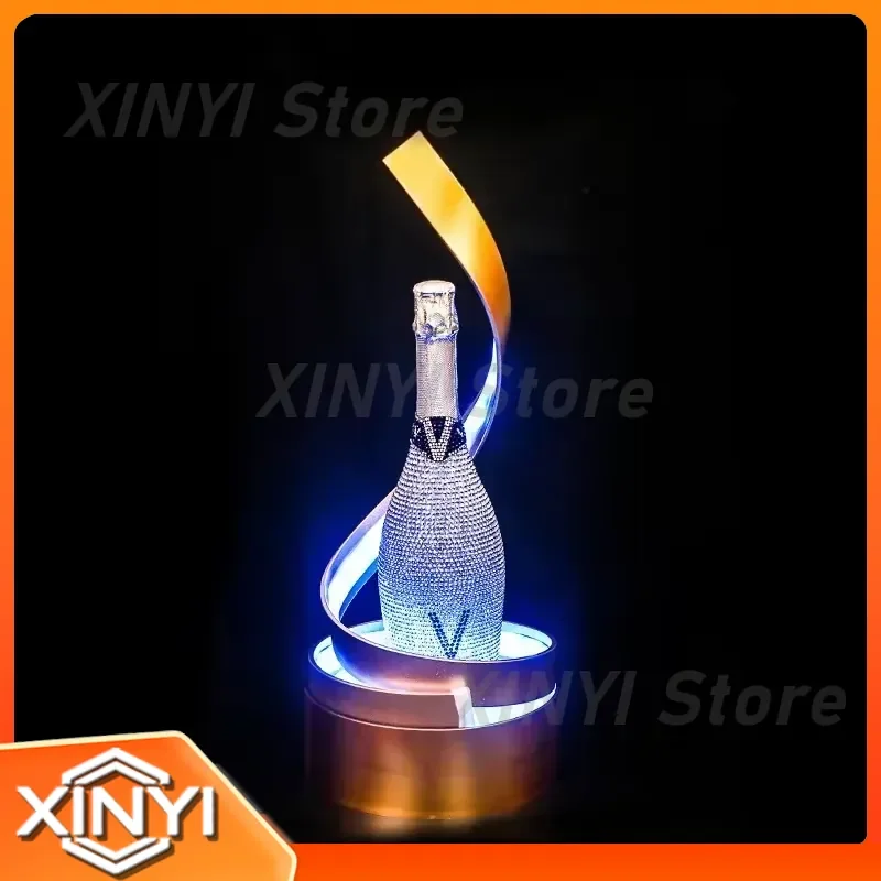 LED Charging Bottom Light Wine Stand for KTV Bar Home Display Shelf for XO Wines Creative Modern Acrylic Wine Rack with USB
