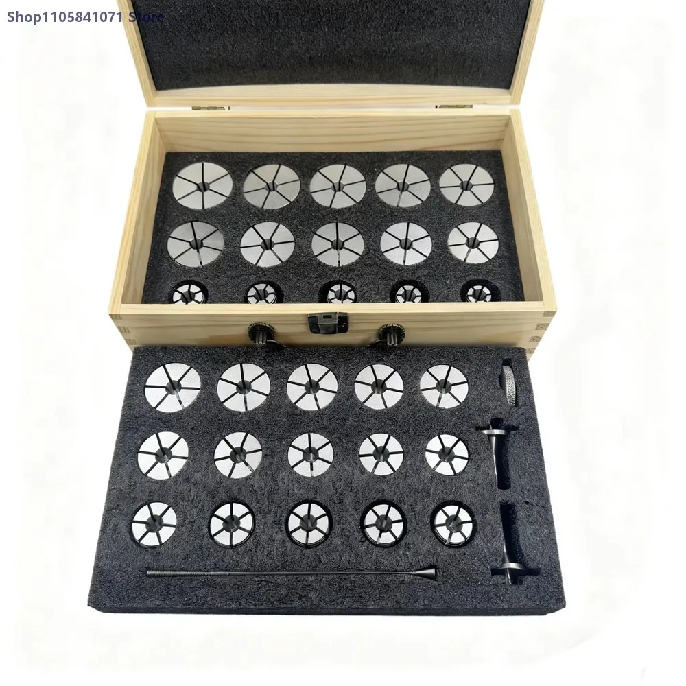 30Pcs Watchmaker Lathe Collet Set 8mm Expanding Collet 16-45.5mm Metric Imperial Thread Universal Watch Repair Tool