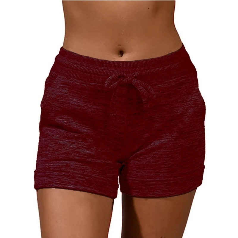 Pantalones cortos de talla grande para mujer, Shorts informales ajustados de Color puro, cintura elástica, deportivos, Fitness, S-5XL