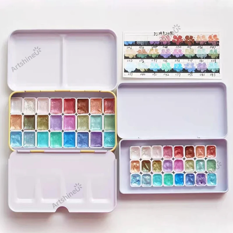 Daniel Smith Pearlescent Watercolor Paint Pack 1ml 12/24/48 Color Portable Palette Artist Picturist Manicure Painting Supplies