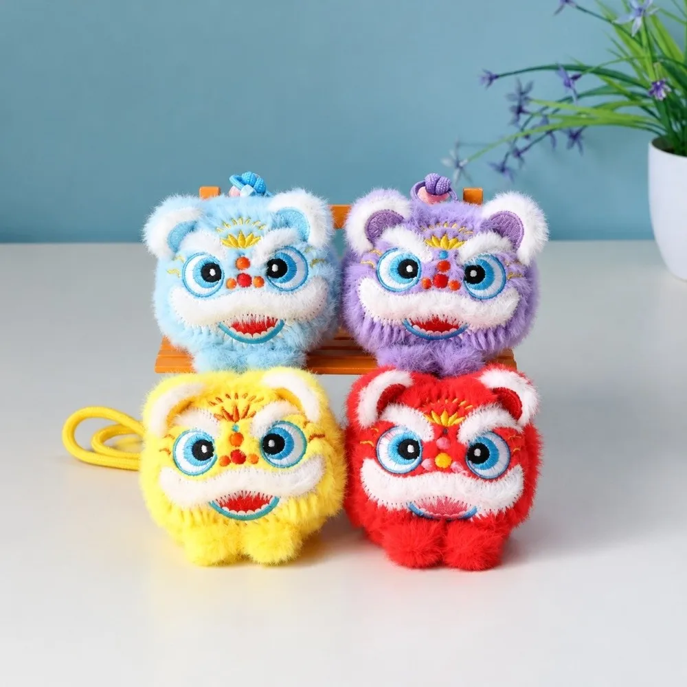 Premium Lion Dance Keychain Vibrant Colors Aesthetic Style Plush Mascot Pendant Durable Exquisite Awakening Lion Plushie