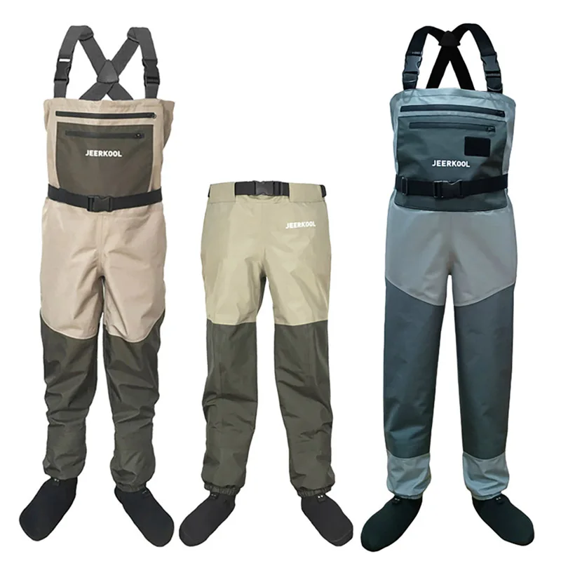 impermeavel vadeiras de pesca para homens e mulheres calcas vadeando com meias neoprene cintura peito roupas de pesca camadas camadas 01