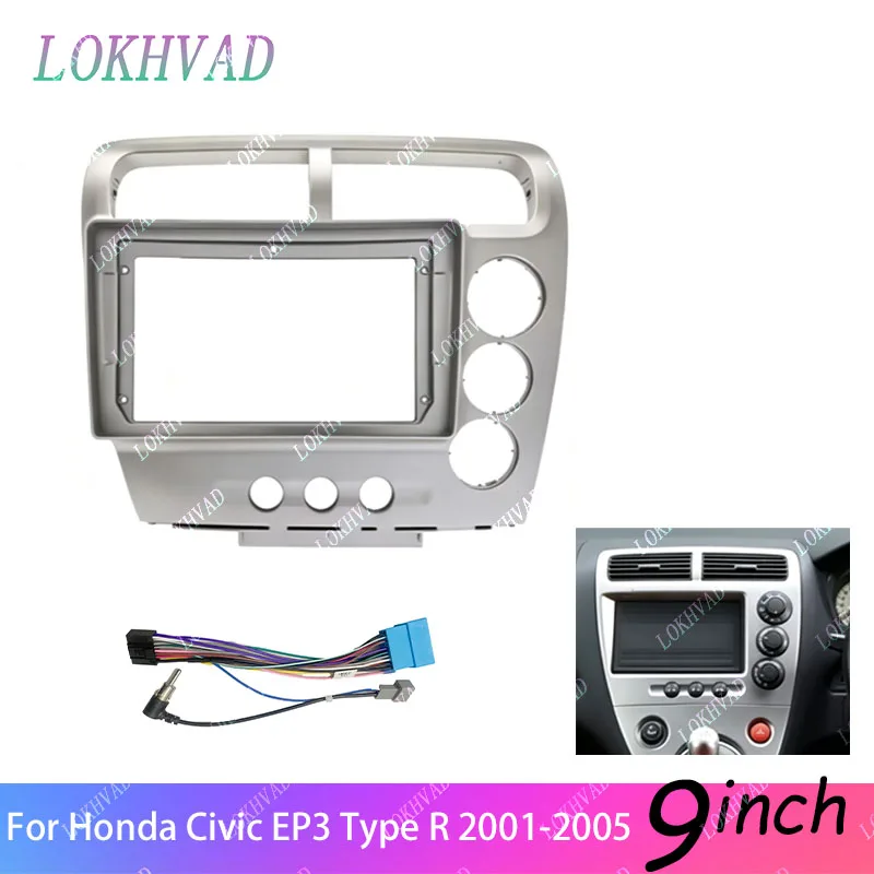 9 Inch Car Stereo Frame For Honda Civic EP3 Type R 2001-2005 2 Din Android Audio Dash Kit Refit Trim Bezel