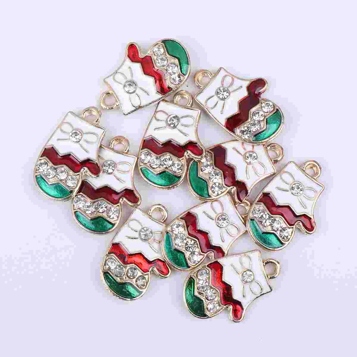 10 Pcs Jewelry Making Accessories Charms Necklace DIY Earrings Bracelet Xmas Enamel Pendants Christmas