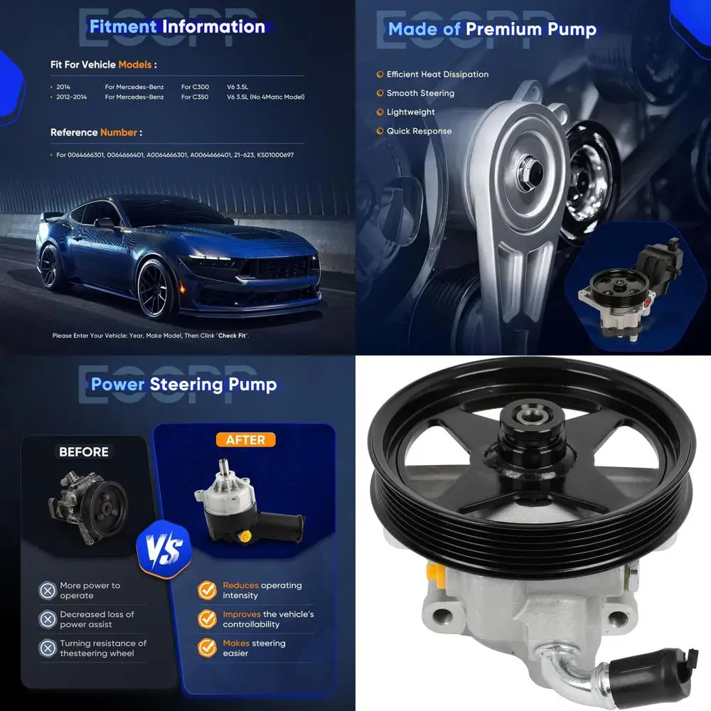 

Насос гидроусилителя руля ECCPP подходит для Ford F250 Super Duty 2008-2010 V8 5.4L для F350 Super Duty 2008-2010 V8 5.4L Замена 7C3Z3A674