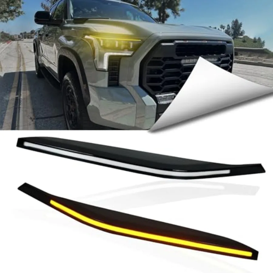

Switchback LED Headlight Strip Cover Trims for Toyota Tundra 2022-2023-up and Sequoia SR/SR5/Limited: Sequential Amber Turn Sig