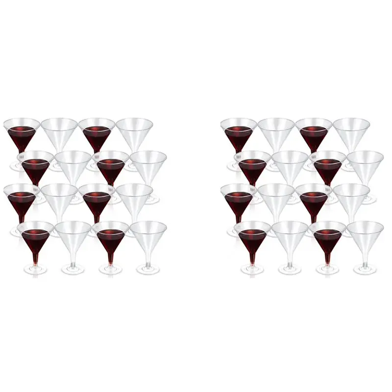 AT05-72X Plastic Martini Glasses, Clear Wine Glasses Reusable Party Cups Dessert Cups For Cocktail Champagne Flutes Dessert