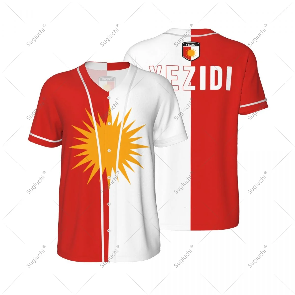3D Printed Yezidi Flag Men Baseball Jerseys Mesh Sports T-shirt Tees Custom Name Nunber