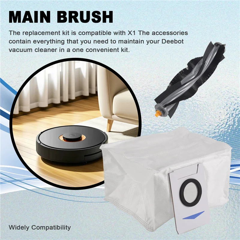 B26B Accessories For Ecovacs X1 Omni Turbo Vacuum Robot Spare Parts Main Brush Roller Side Brush Filter Mop Pads Dust Bag