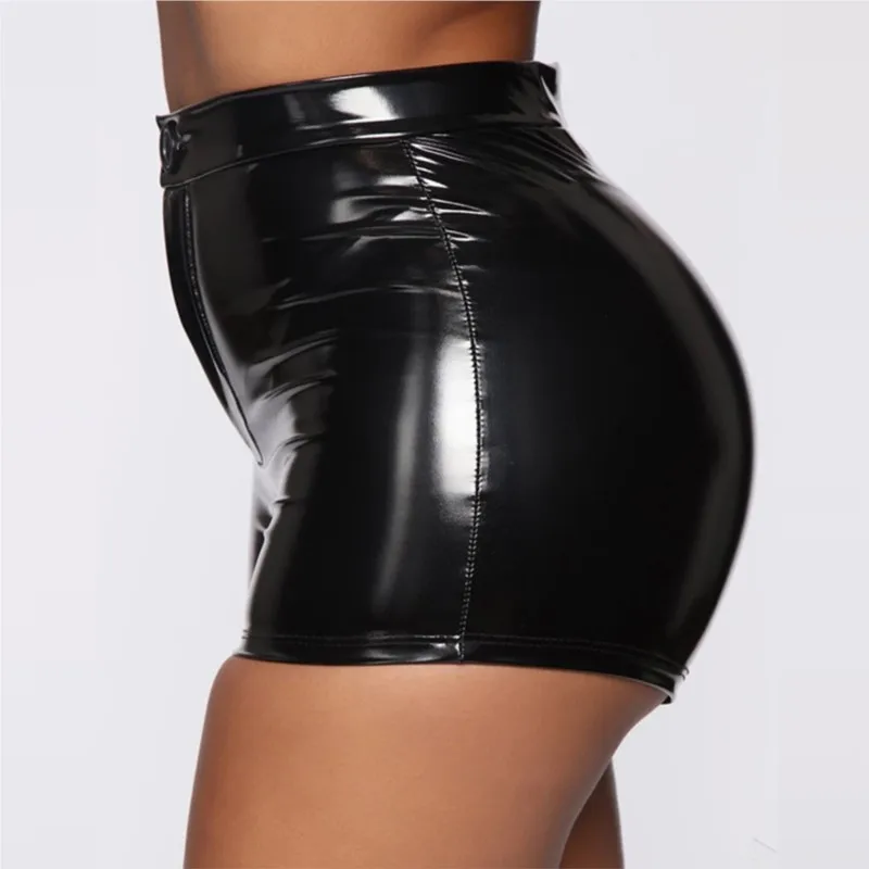 High Waist Shorts Stretchy Sexy Shiny Booty PU Leggings Fashion Bottoms For Dance Festival Club Female Clothing New
